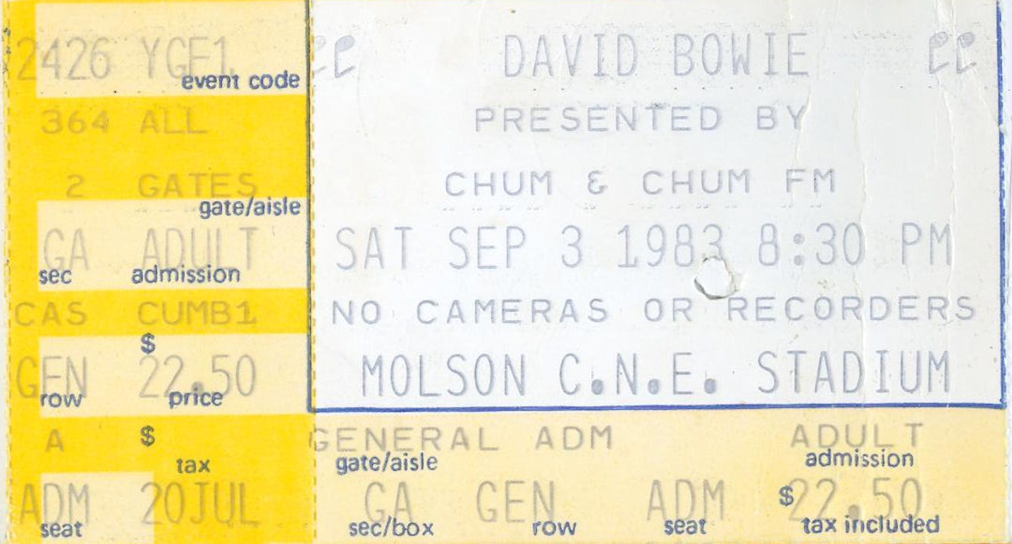 Let’s Dance: David Bowie with Rough Trade, CNE Stadium, Toronto, Ontario, Canada, Saturday September 3, 1983, mylifeinconcert.com