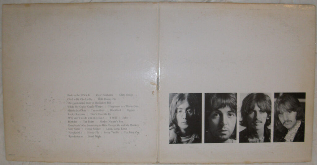 Canadian Beatles White Album 1968 Original LP inside cover mylifeinconcert.com