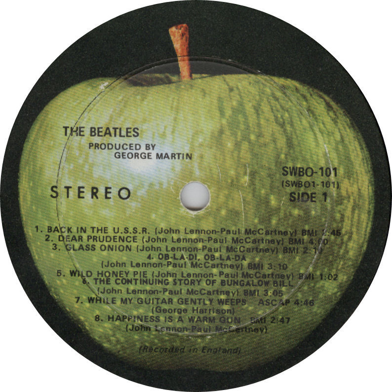 Canadian Beatles White Album 1968 Side 1 Apple Label