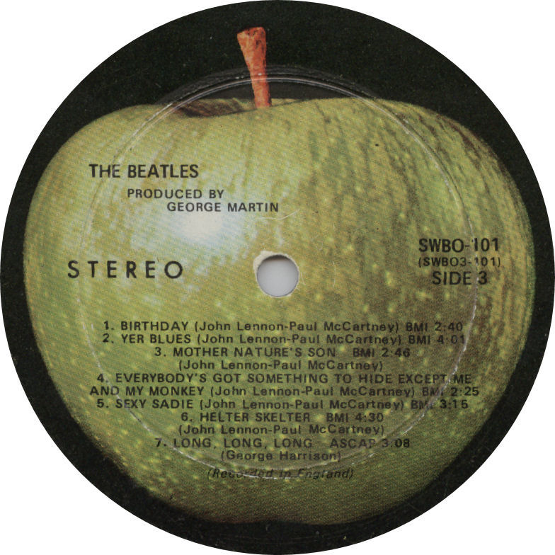 Canadian Beatles White Album 1968 Side 3 Apple Label mylifeinconcert.com
