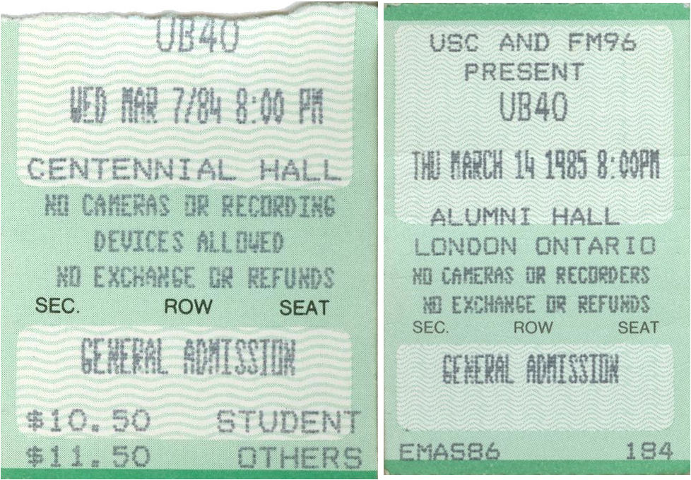 026 (EP 33) So Here I Am: UB40, Centennial Hall, London, Ontario, March 7, 1984 & Alumni Hall, Western University, London, Ontario, March 14, 1985 with Phil Robinson & Skye Sylvain
