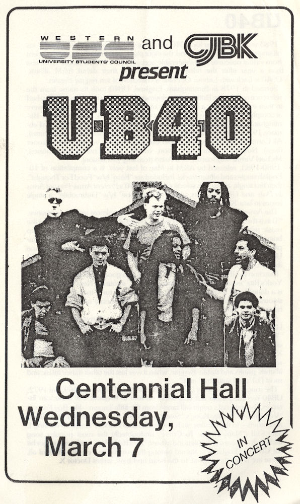BLOG UB40 March 7 1984 CentHall Program Pg1