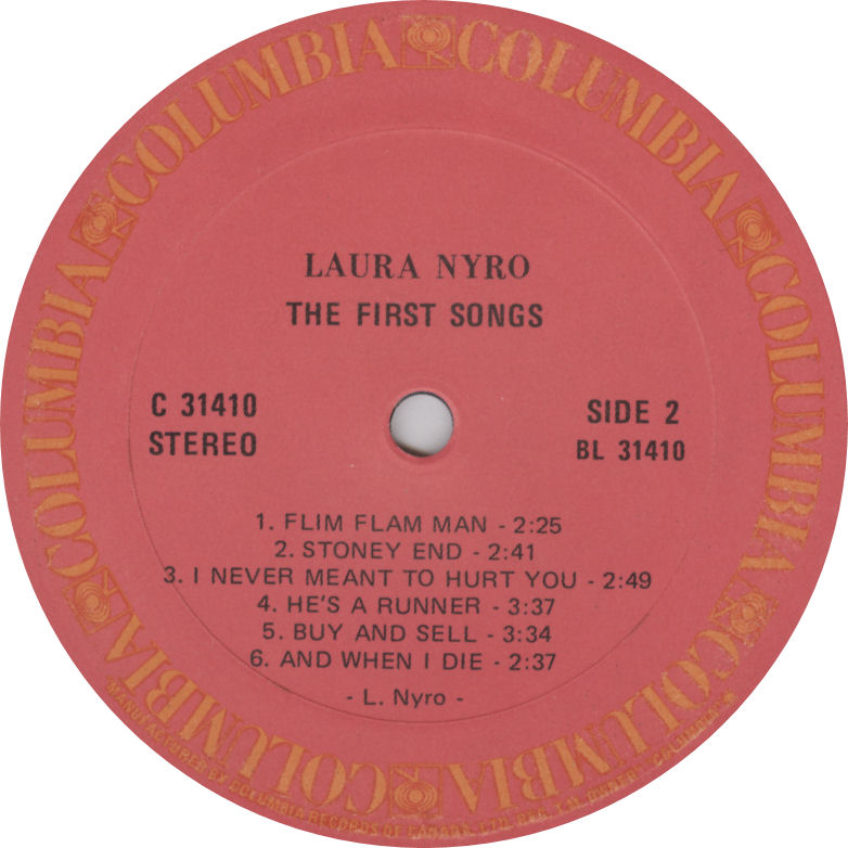 Laura Nyro First Songs Columbia Canada Label variousartists