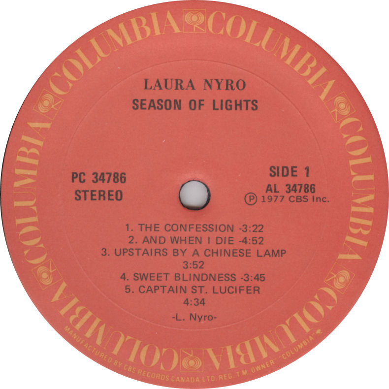 Laura Nyro Seasons of Light Label Columbia Canada