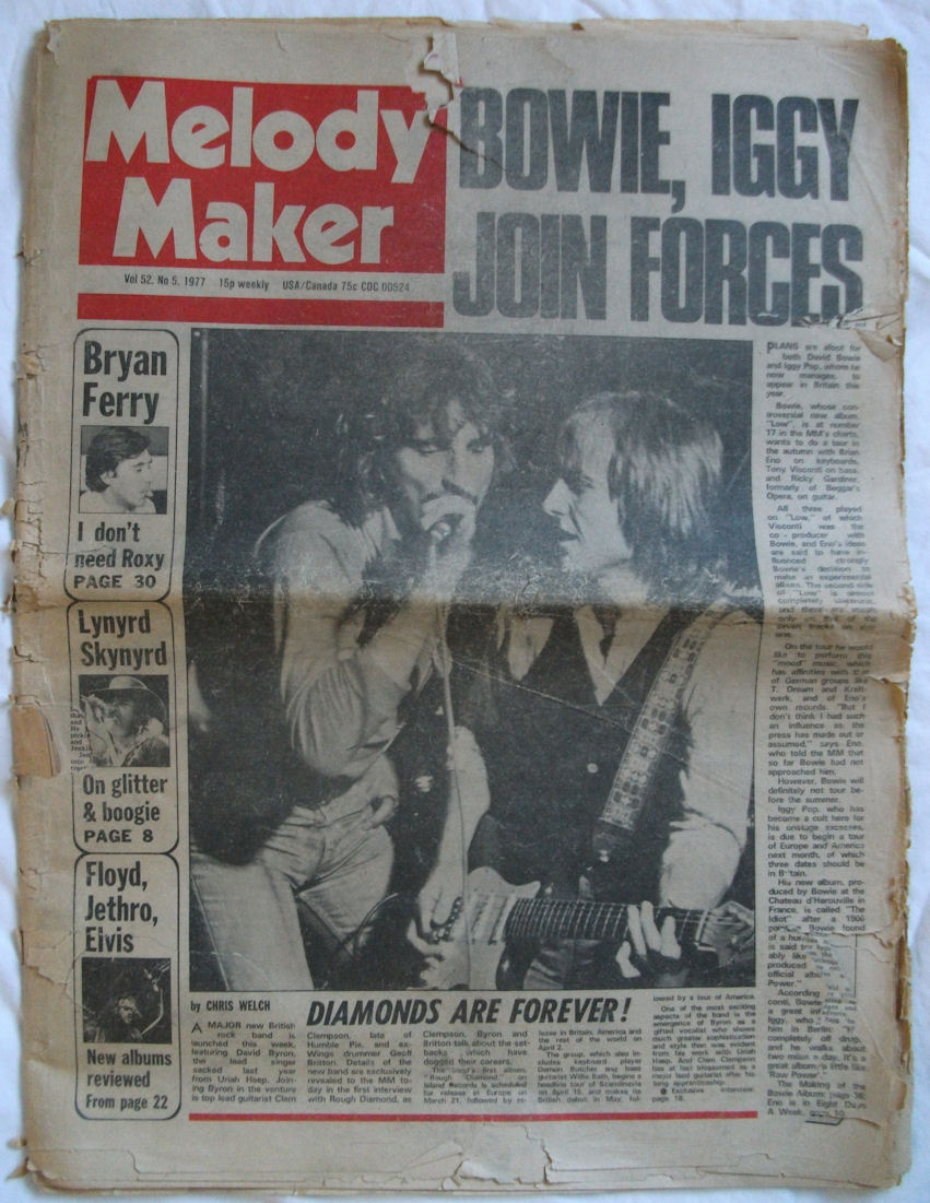 MM Jan 29 1977 Bowie Iggy Join Forces full cover BLOG