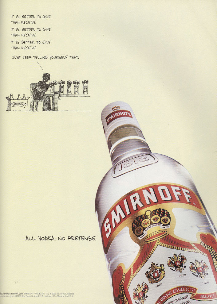 Out Dec98 smirnoff better to give BLOG