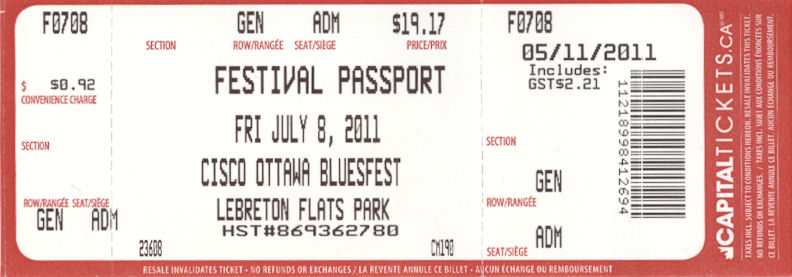 Ticket Fri July 8 2011