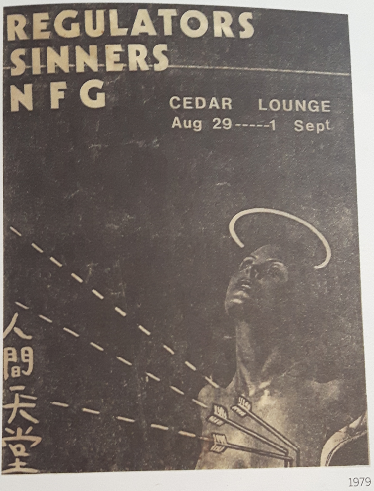 Regulators, Sinners, NFG, Cedar Lounge, London, Ontario, Canada, August 29 to September 1, 1979, mylifeinconcert.com