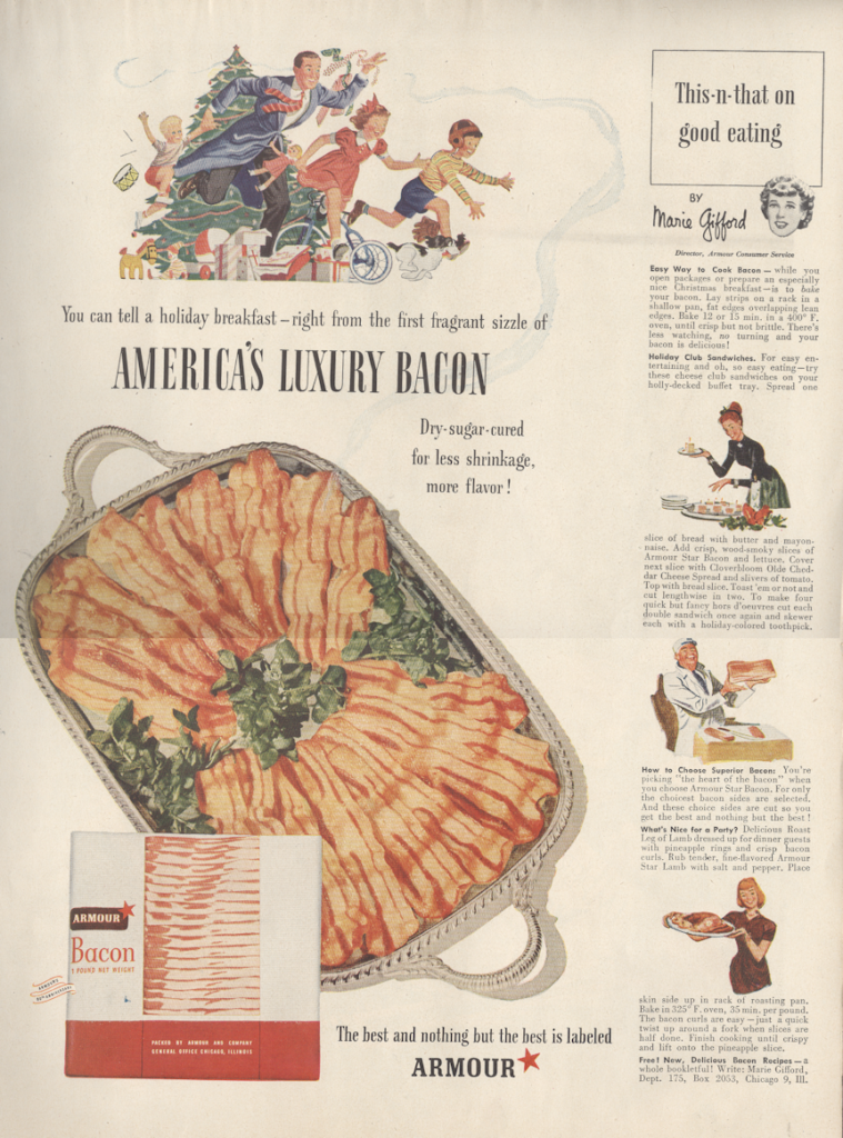 Bacon LIFE December 22 1947 KA-CHING-A-LING II: Christmas Advertising Highlights 1936-2003 mylifeinconcert.com