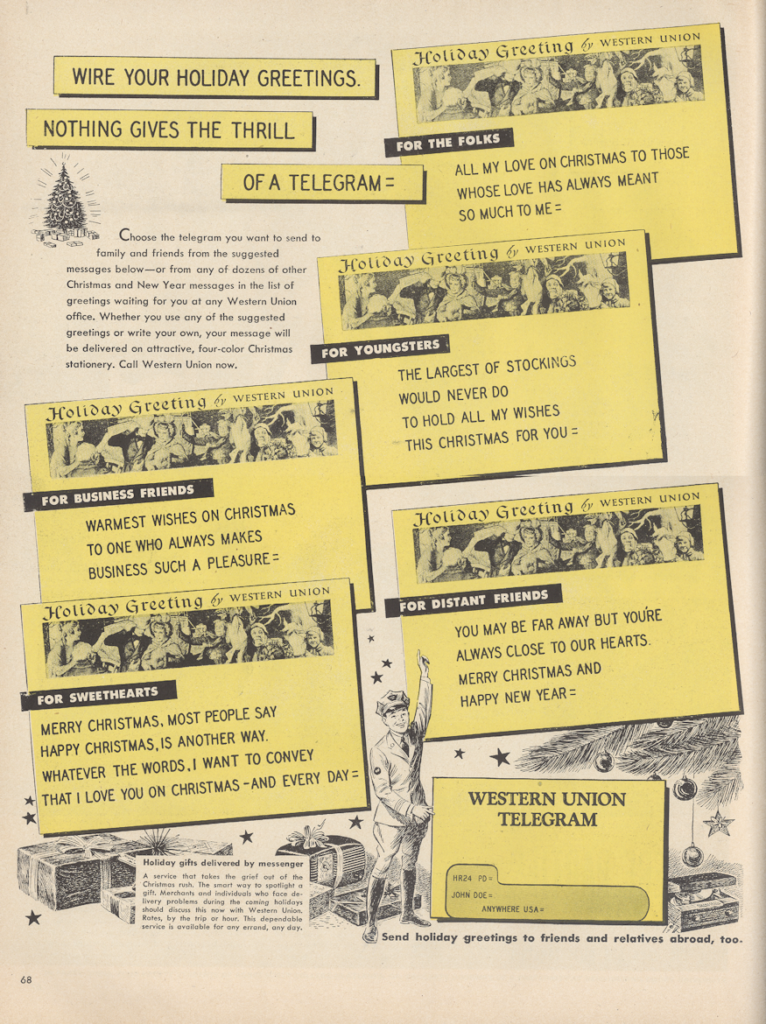 Telegrams LIFE December 22 1947 KA-CHING-A-LING II: Christmas Advertising Highlights 1936-2003 mylifeinconcert.com