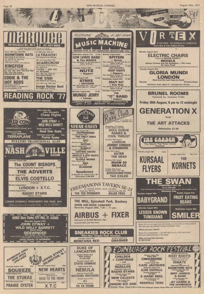 NME Aug 20 1977, Live UK, mylifeinconcert.com