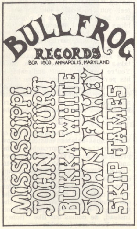 Bullfrog Records Ad Sing Out! 1960s mylifeinconcert.com