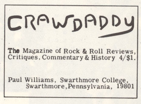 Crawdaddy ad 1966 variousartists Sing Out! mylifeinconcert.com