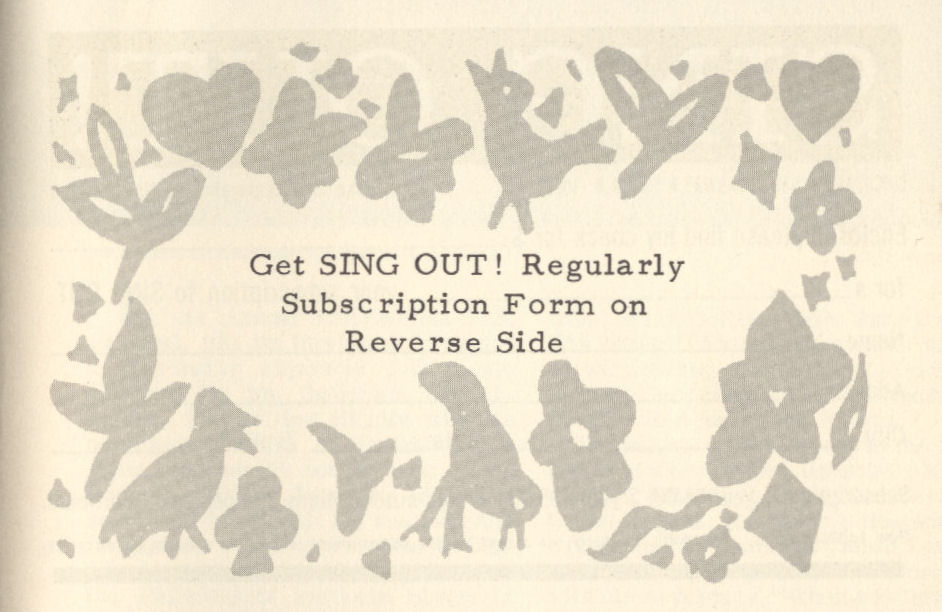 1965 subscription Sing Out! 