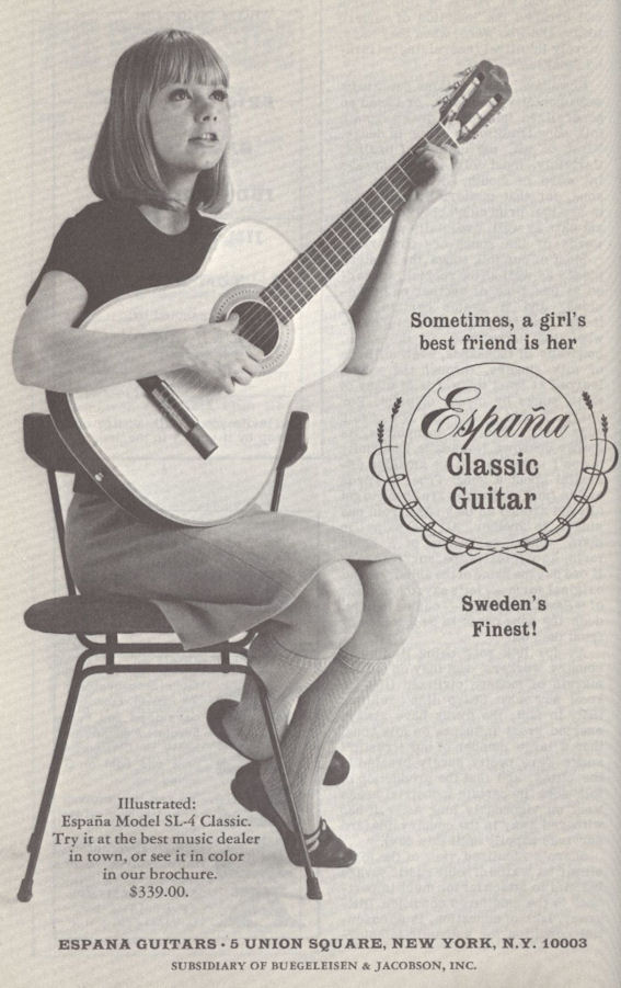 Espana Guitar Ad 1965 Sing Out! mylifeinconcert.com