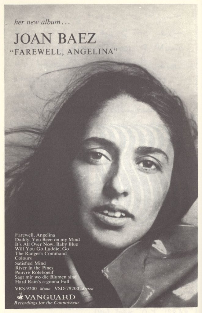 Joan Baez Farewell Angelina Vanguard 1965 Ad Sing Out! mylifeinconcert.com