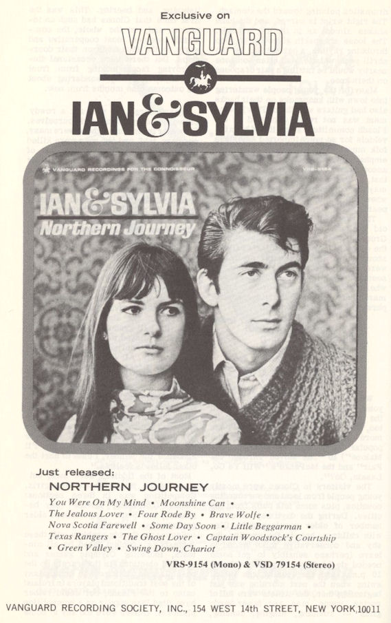 Ian and Sylvia Northern Journey Vanguard Ad 1964 Sing Out! mylifeinconcert.com