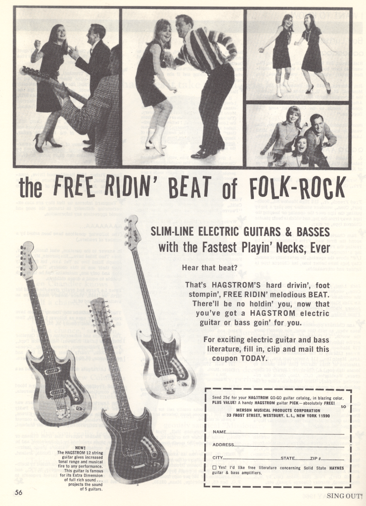 Swingin' Folk Rock Ad, Sing Out! 1966 mylifeinconcert.com