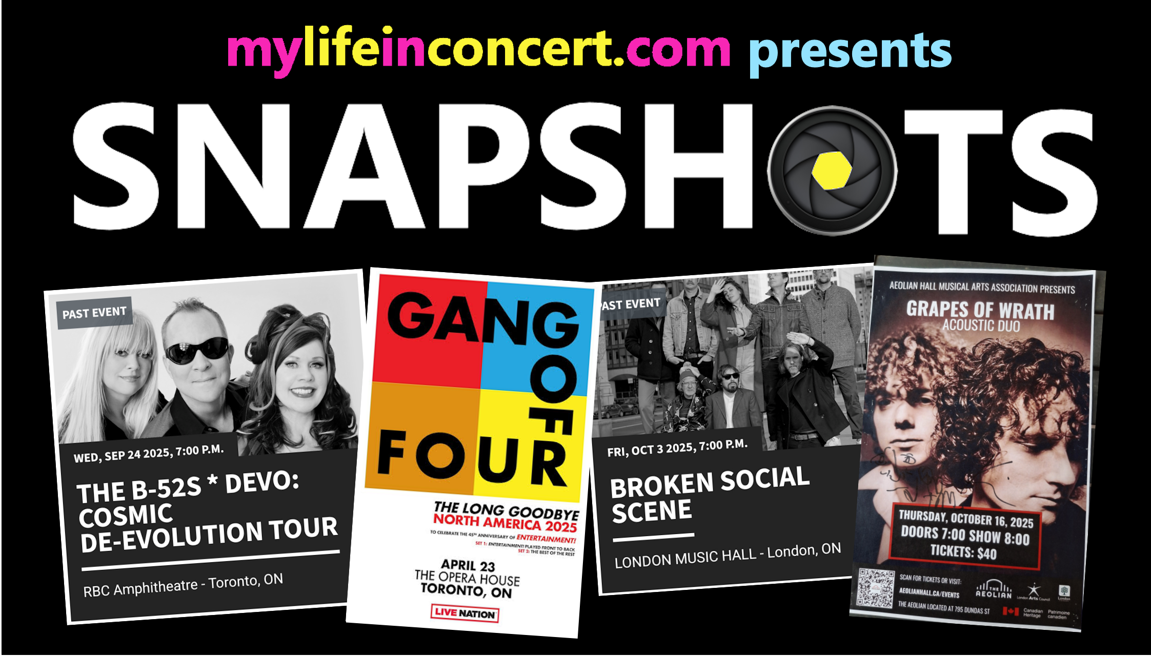Welcome to SNAPSHOTS mylifeinconcert.com