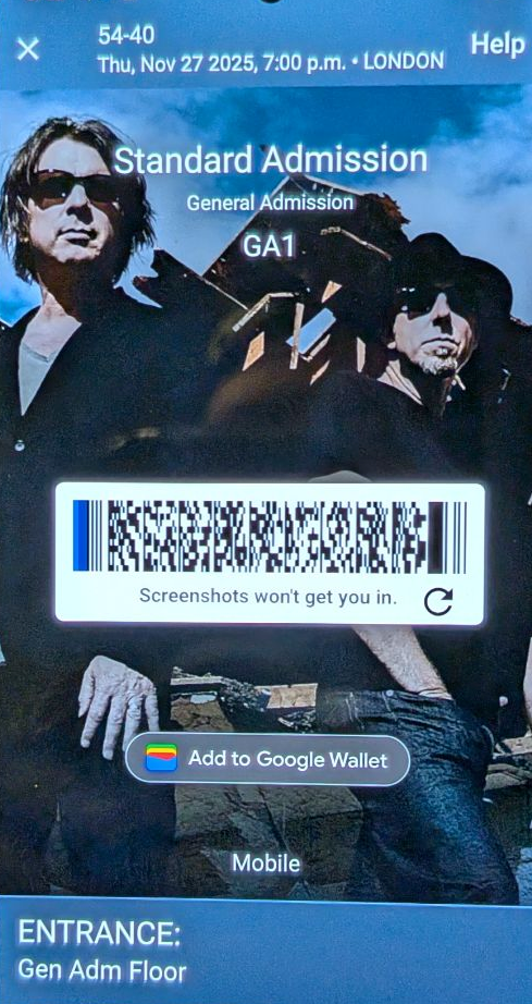 54-40 with Kandle, London Music Hall, London, Ontario, Canada, Thursday November 27, 2025, ticket, mylifeinconcert.com